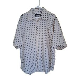 Oleg Cassini Mens Button Up Short Sleeve All Over Leaf Print Shirt Size XL